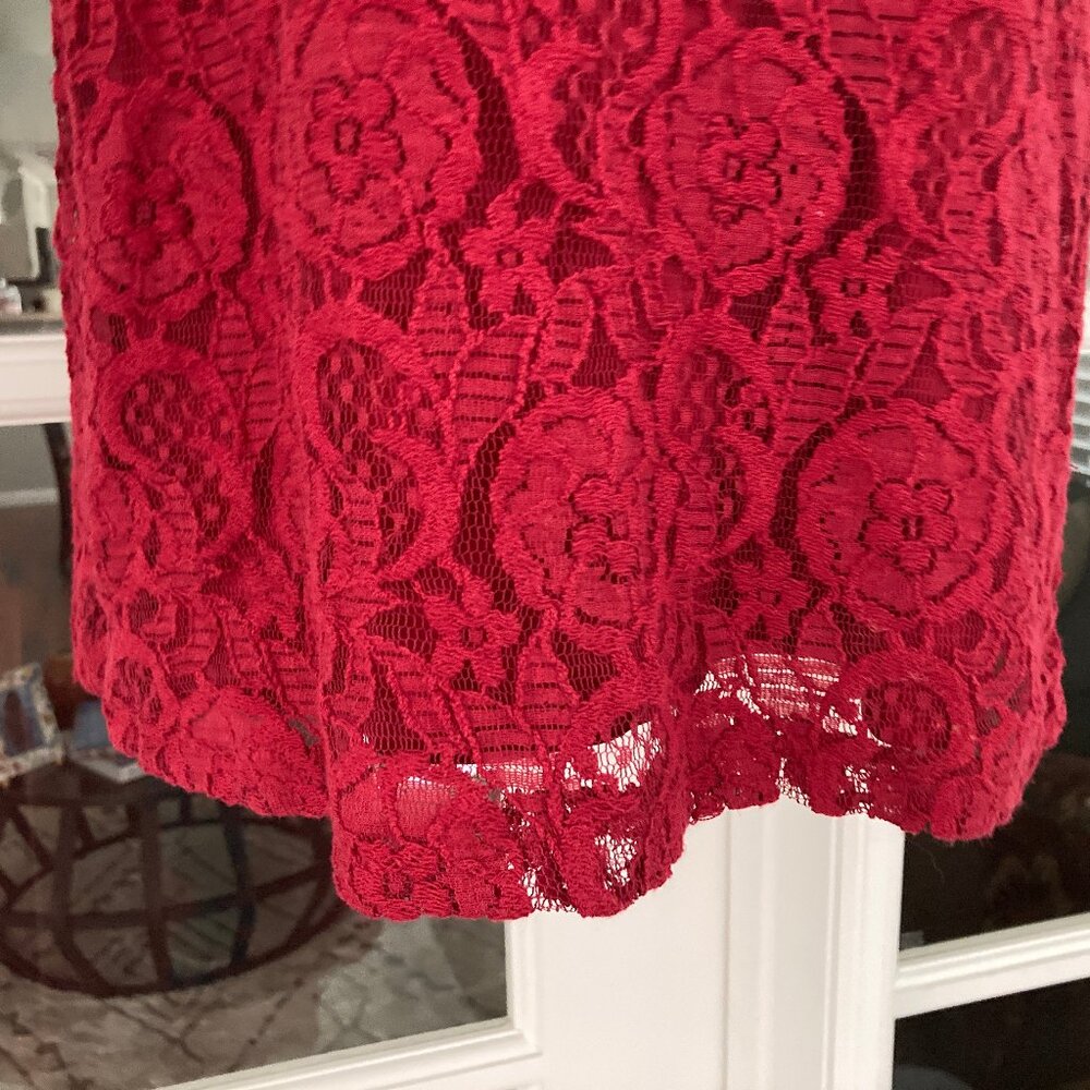 Miss Chievous Red Short Sleeve Crochet Dress Medium - Picture 4 of 15